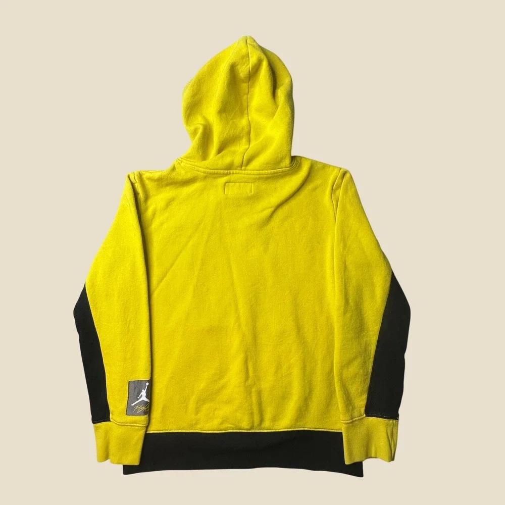 Jordan Hoodie Boys M 10-12 Flight Yellow Black Jumpman Graphic Logo Pullover